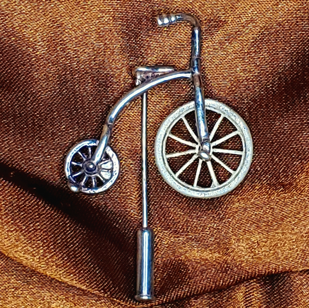 Vintage Sterling silver bicycle stick pin stamped